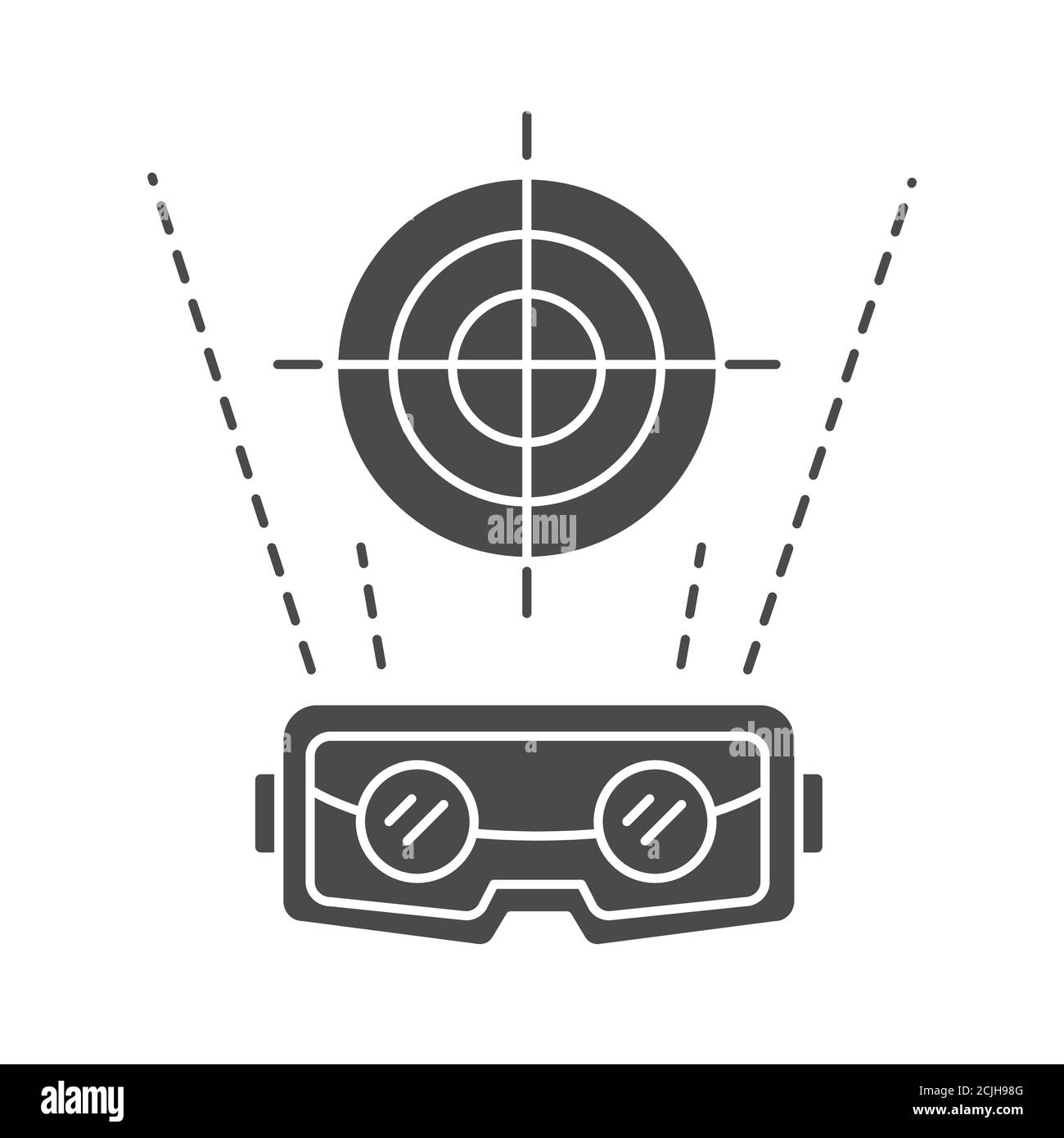 VR military training black glyph icon. Cyber technology. Pictogram for web page, mobile app, promo. UI UX GUI design element. Stock Vector