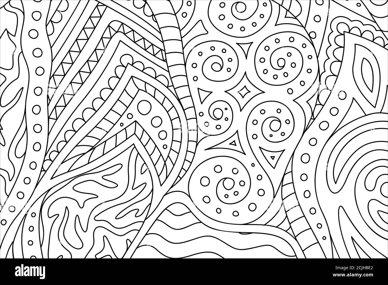 Beautiful coloring book page with monochrome abstract pattern Stock ...