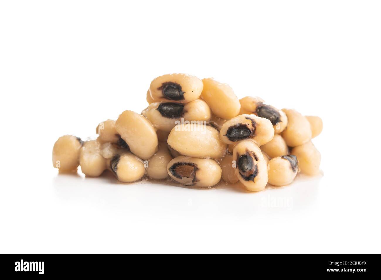 Marinated black eyed beans isolated on white background. Stock Photo