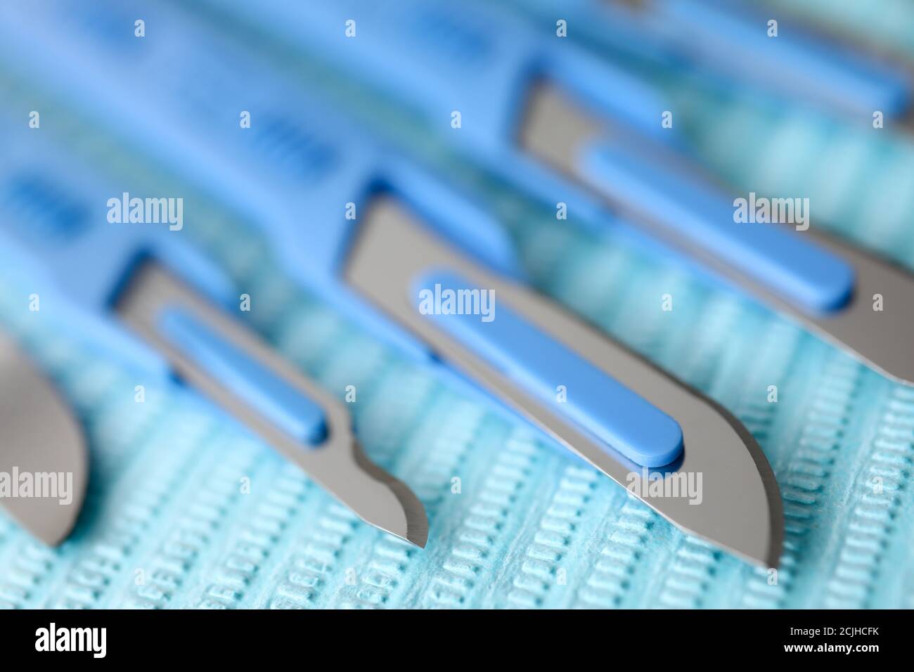 Close up set new surgical scalpels for surgery Stock Photo Alamy