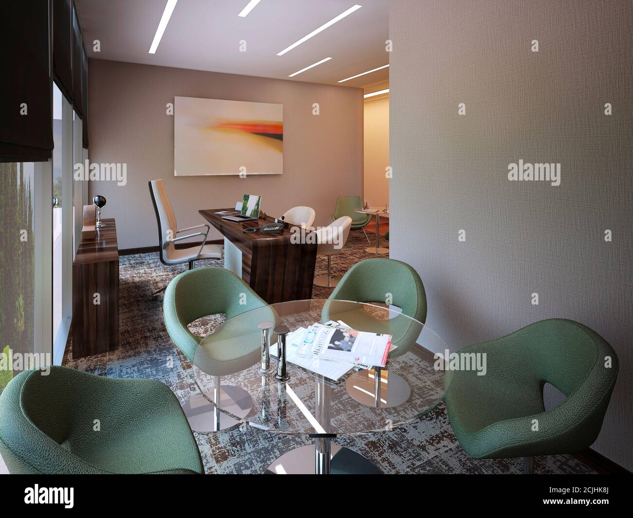 Modern office interior. 3d render Stock Photo