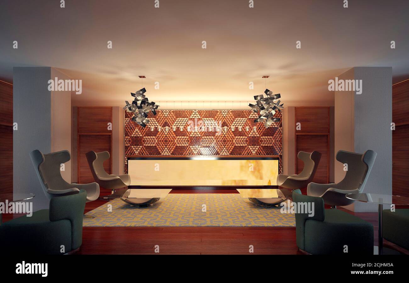 Reception modern interior, 3d images Stock Photo