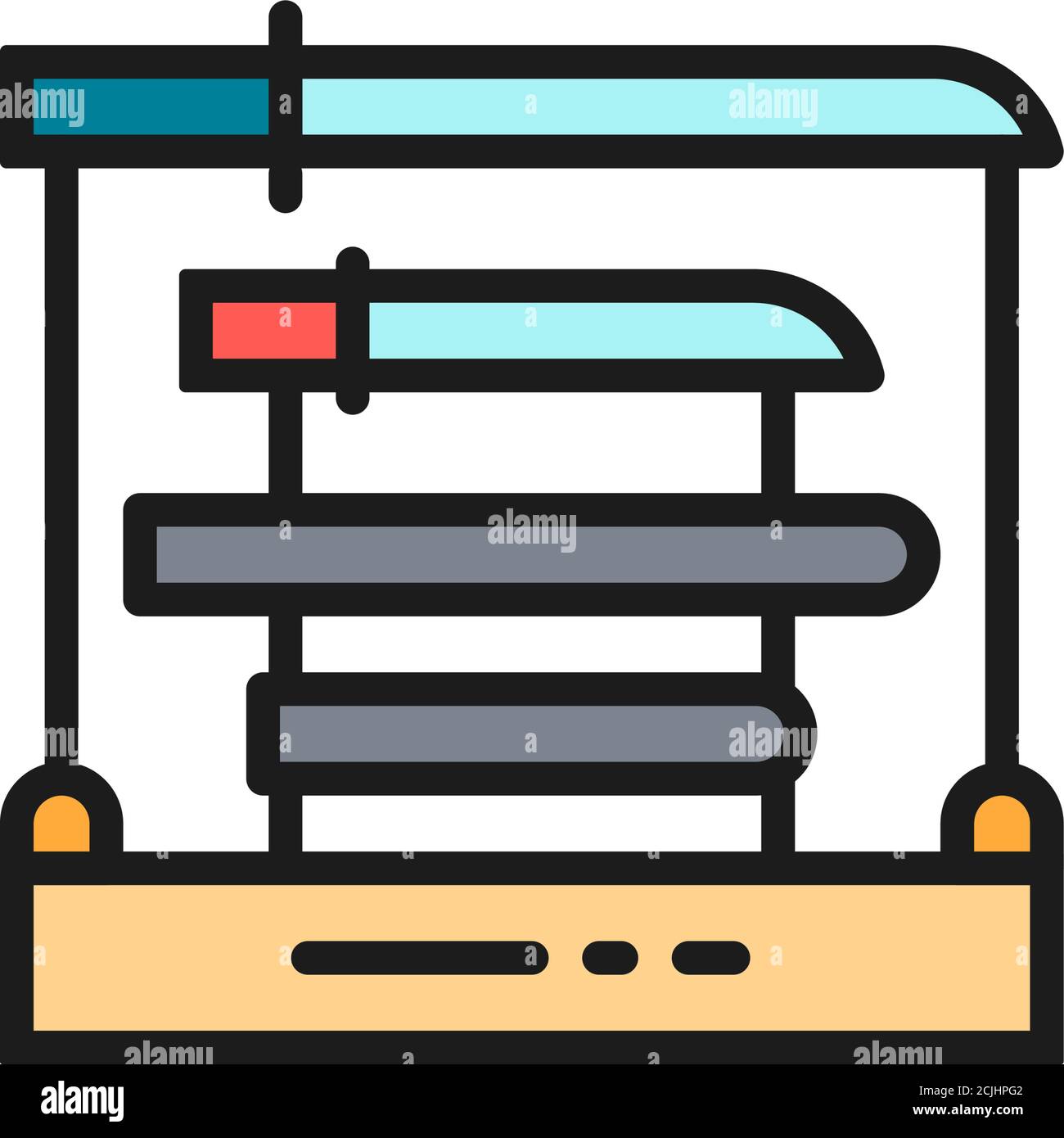 Swords rack, samurai swords, katana flat color line icon Stock Vector ...