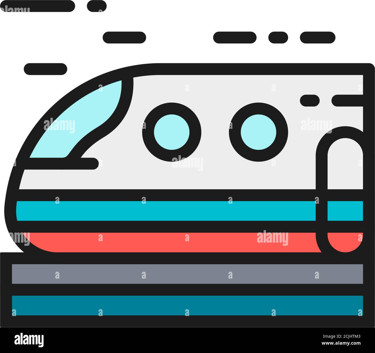 High-speed train, subway, tram flat color line icon. Stock Vector
