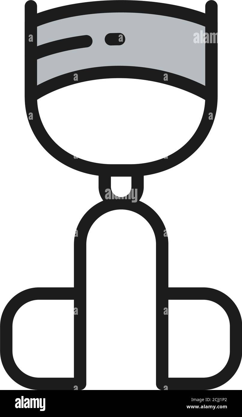 Vector eyelash curler flat color line icon. Stock Vector