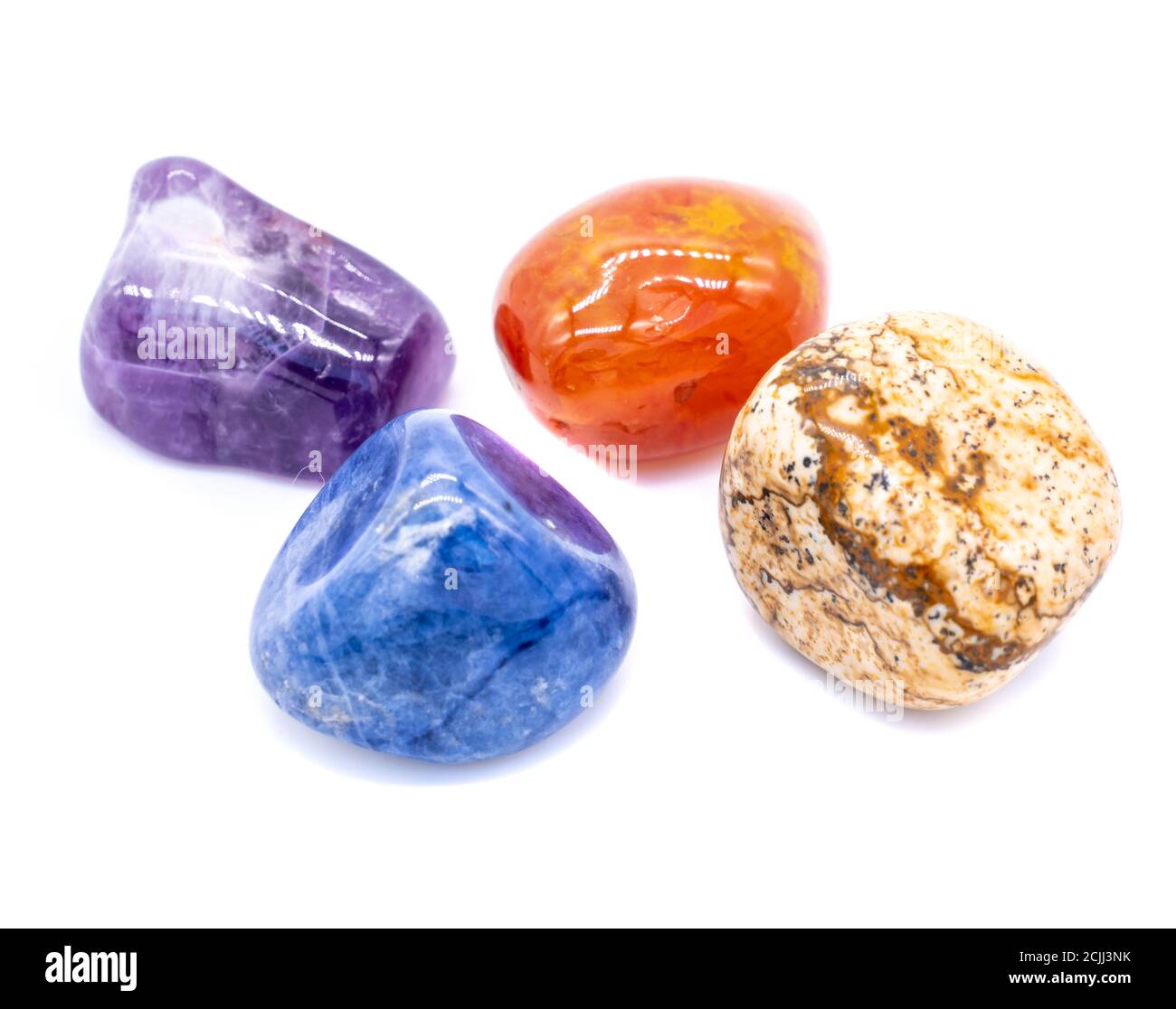 different gemstone isolated on white background Stock Photo