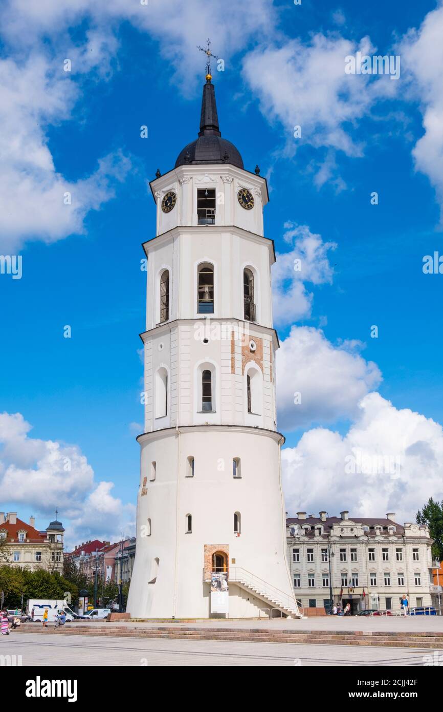 Vilniaus katedros varpinė, bell tower of the cathedral, Katedros aikštė, Vilnius, Lithuania Stock Photo