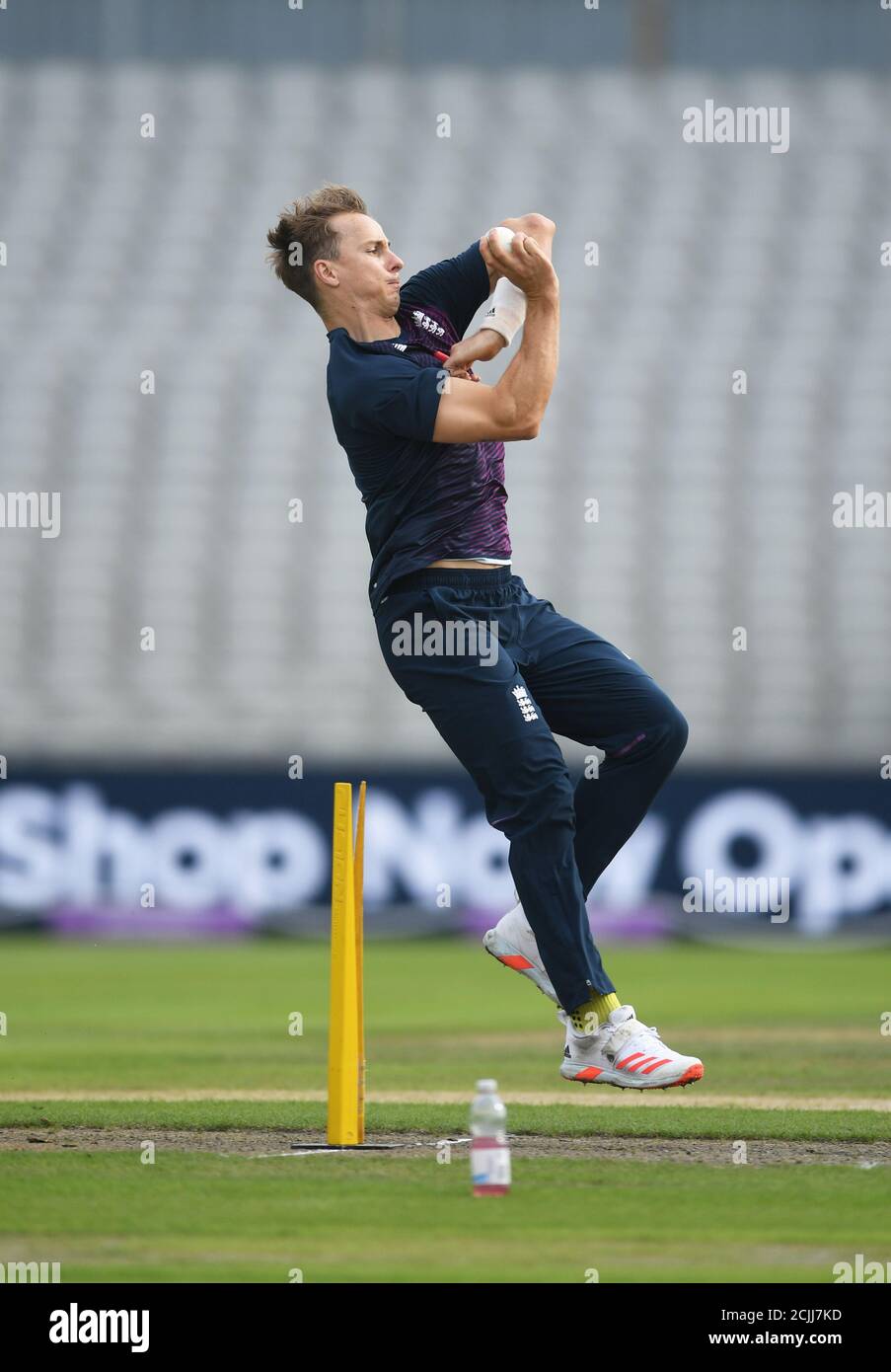 Tom Curran during an England net session at Old Trafford, Manchester. Stock Photo
