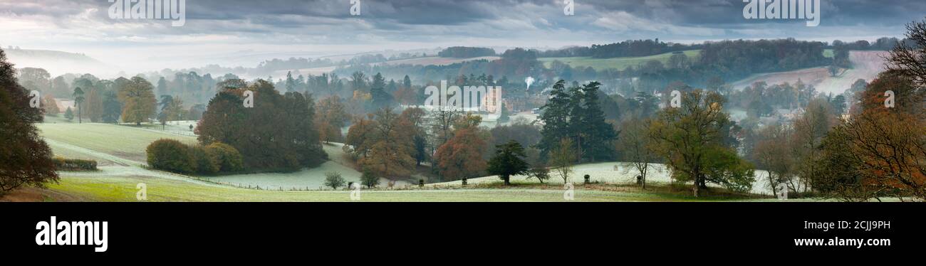 A frosty autumnal morning; Minterne Magana; Dorset; England; UK Stock Photo