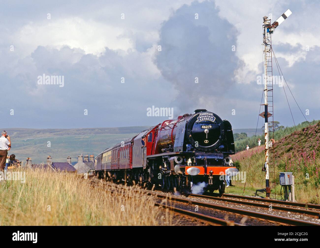 Stanier Class No 46229 Duchess of hamilton at Crosbt garrett old Station, Settle to Carlisle railway, Cumbria, England, early 1990s Stock Photo