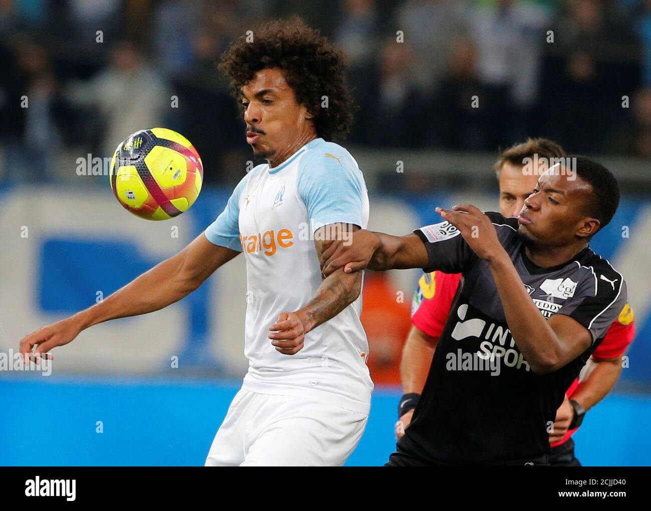 Soccer Football Ligue 1 Olympique De Marseille V Amiens Sc Orange Velodrome Marseille France February 16 2019 Marseille S Luiz Gustavo In Action With Amiens Juan Otero Reuters Jean Paul Pelissier Stock Photo Alamy