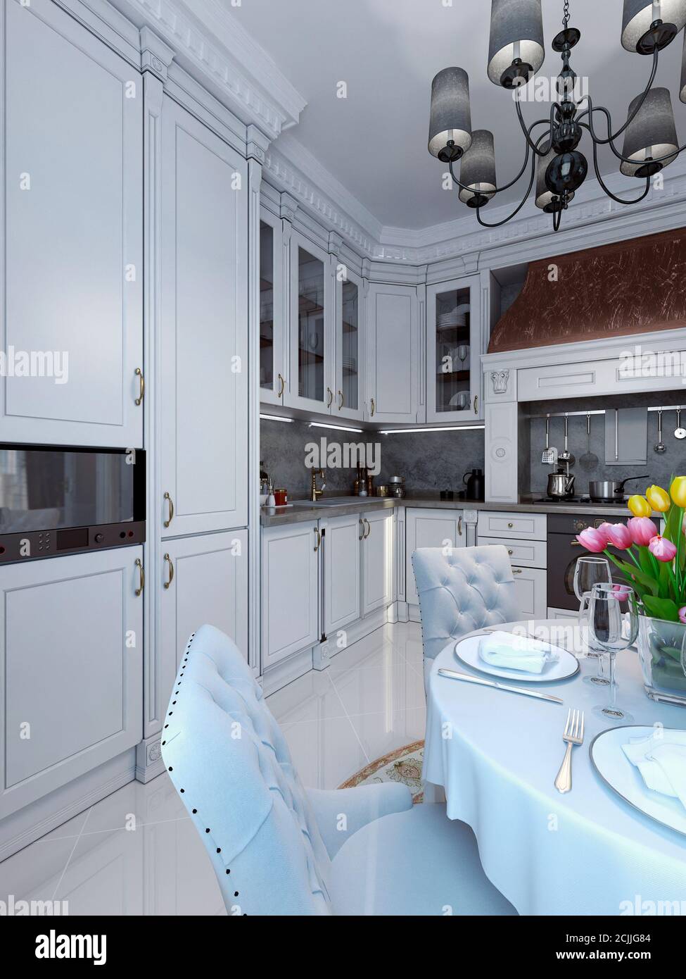 Cooking Range Classical Range oven in black white kitchen hi-res stock photography and images ...