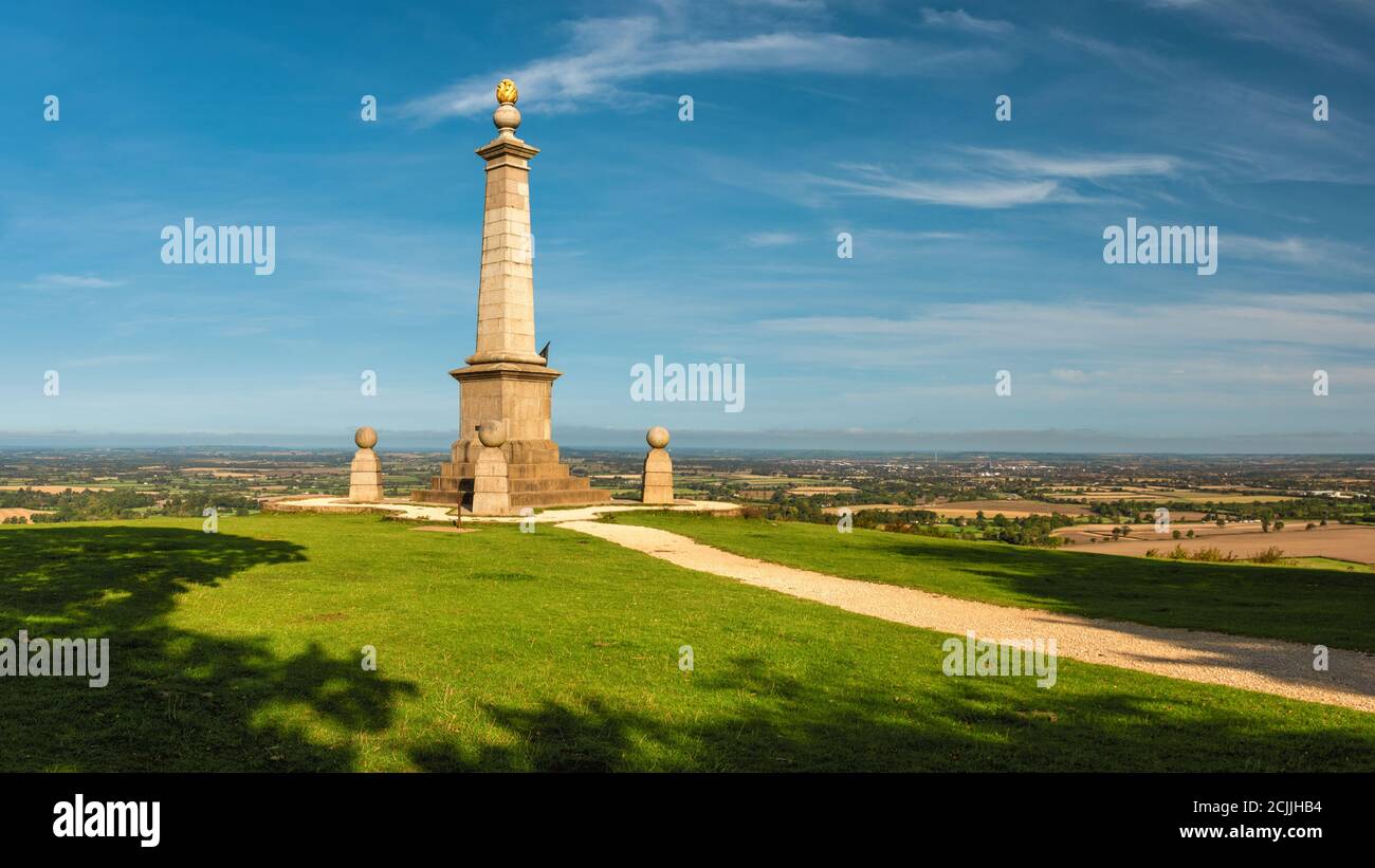 Second Boer War monument on the top of Coombe Hill, Wendover. Panoramic landscape of England Stock Photo