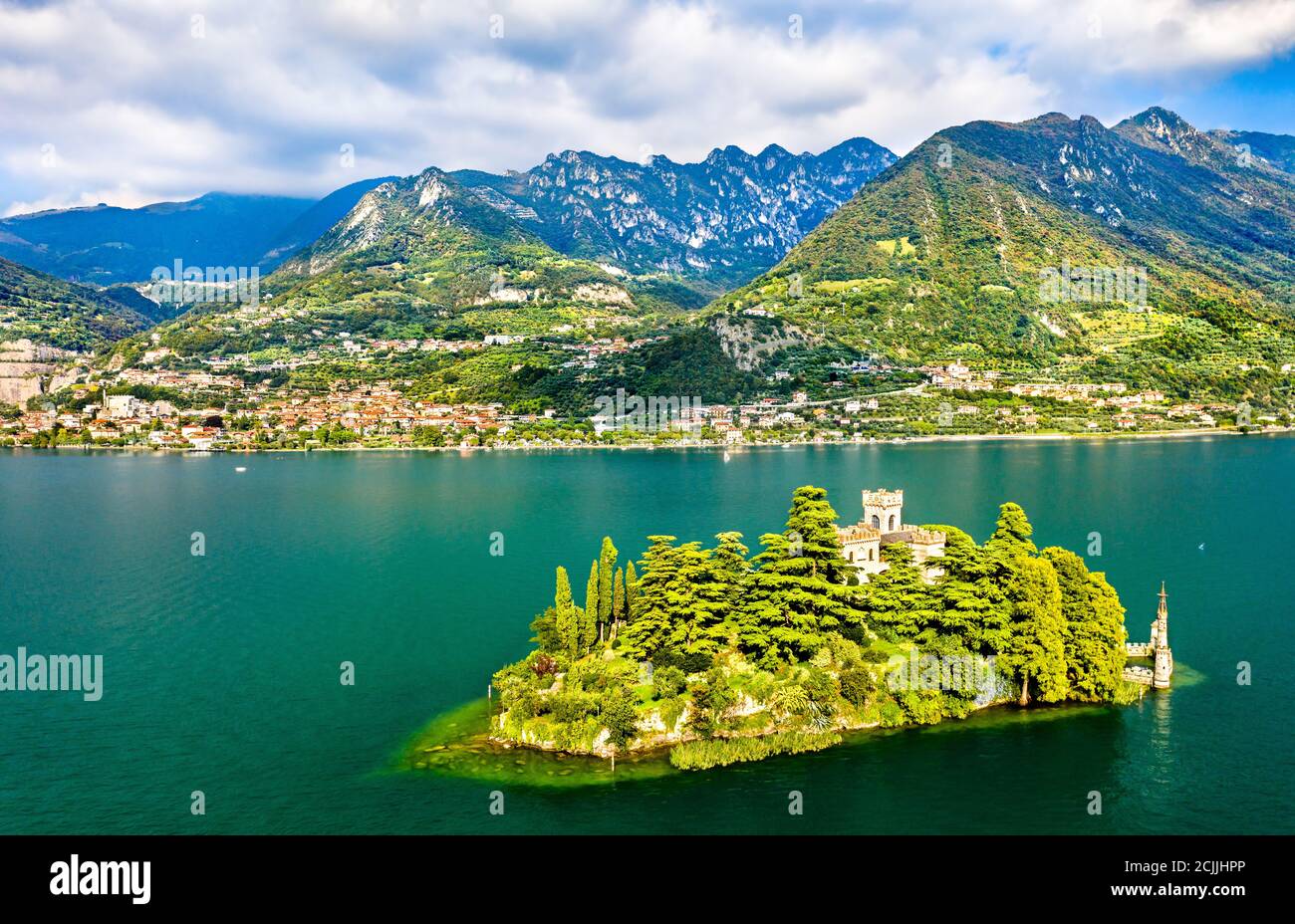Castle on Loreto Island on Lake Iseo in Italy Stock Photo