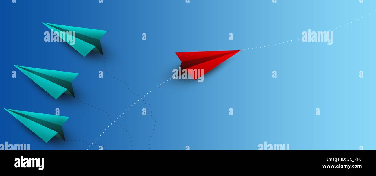 red paper plane changed a new direction. New concept. Different ...