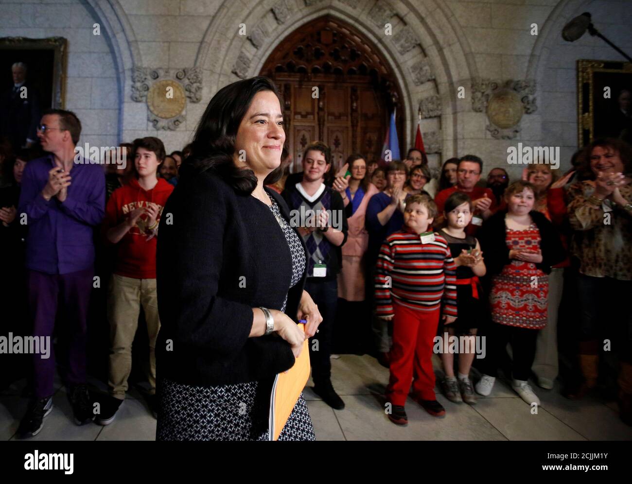 Canada's Justice Minister Jody Wilson-Raybould arrives at a news conference to announce legislation to protect transgender people from discrimination and hate crimes, on Parliament Hill in Ottawa, Canada, May 17, 2016. REUTERS/Chris Wattie Stock Photo