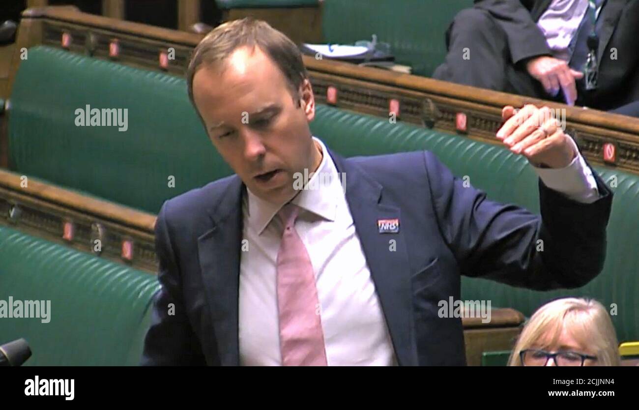 Heath secretary matt hancock speaking in the house of commons hires stock photography and