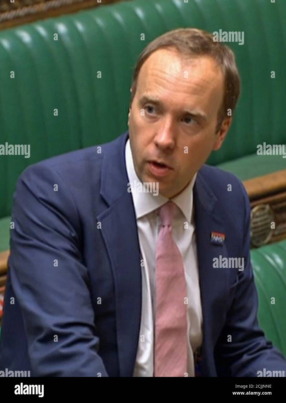 Heath Secretary Matt Hancock speaking in the House of Commons, London, as he answered questions on testing for coronavirus. Stock Photo