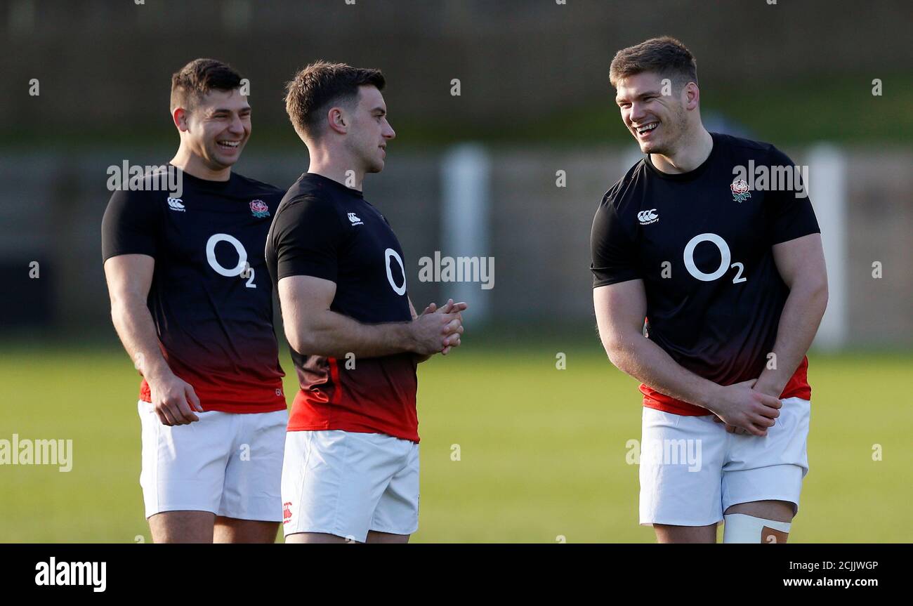 Rugby Union England Training Bagshot Britain February 2 2018 England S Owen Farrell George Ford And Ben Youngs During Training Action Images Via Reuters Andrew Boyers Stock Photo Alamy