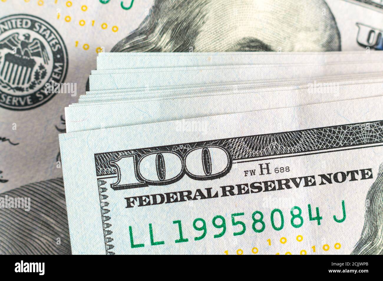 100 dollar bill closeup Stock Photo