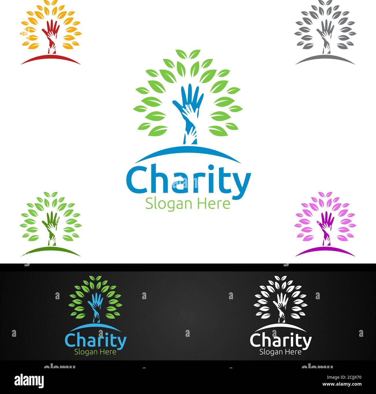 Tree Helping Hand Charity Foundation Creative Logo for Voluntary Church