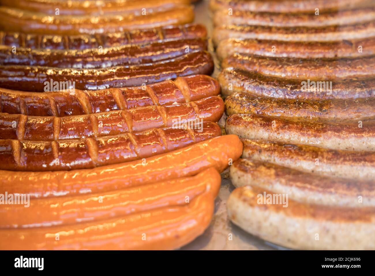 Wurst (sausages) for sale in Stephansplatz, Vienna, Austria Stock Photo