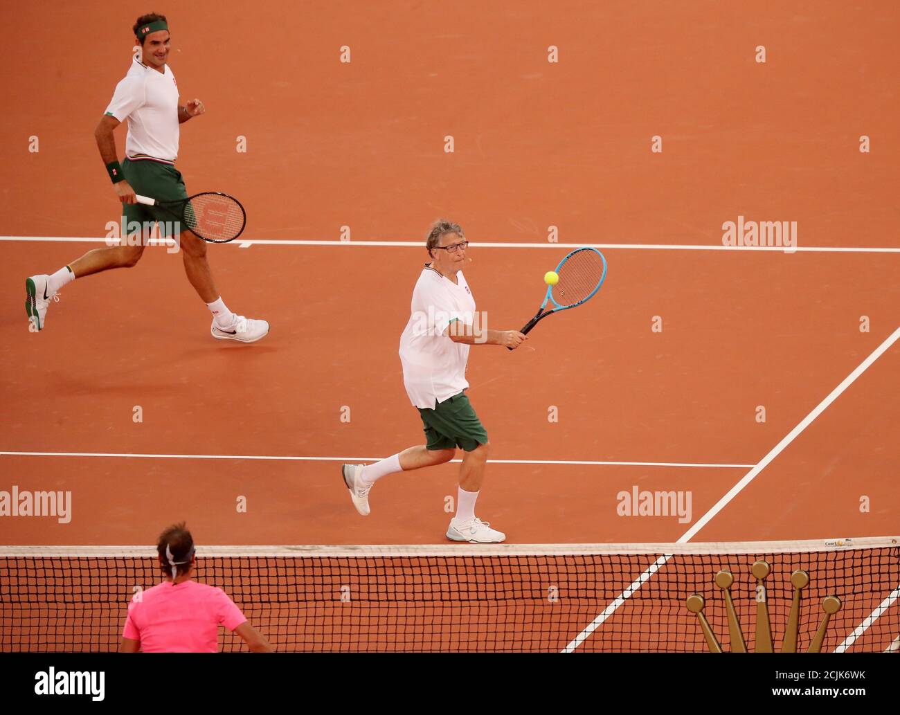 Tennis - "The Match In Africa" Exhibition Match - Cape Town Stadium, Cape  Town, South Africa - February 7, 2020 Switzerland's Roger Federer and Bill  Gates in action during the doubles match