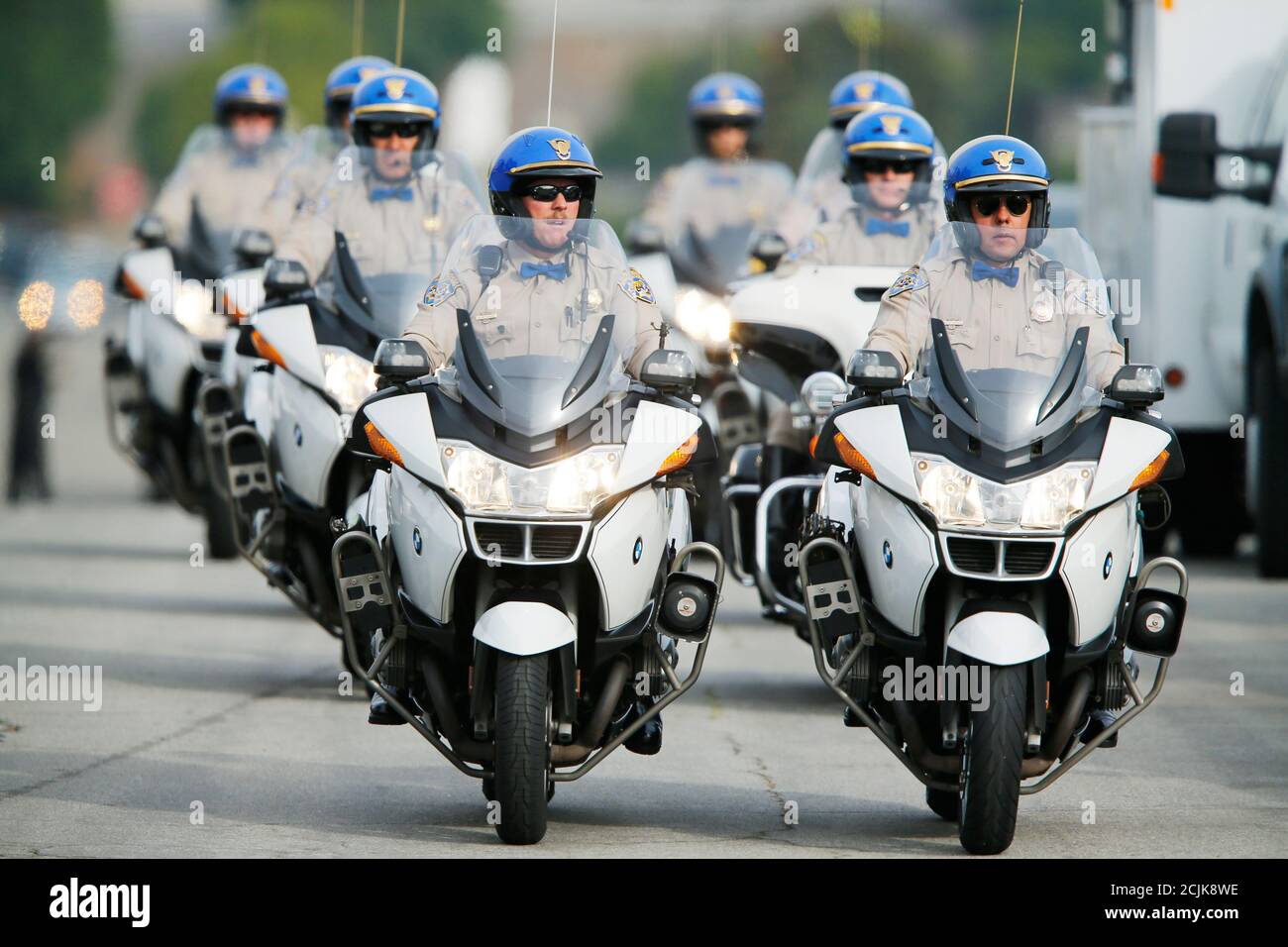 Motorcycle highway patrol hi-res stock 