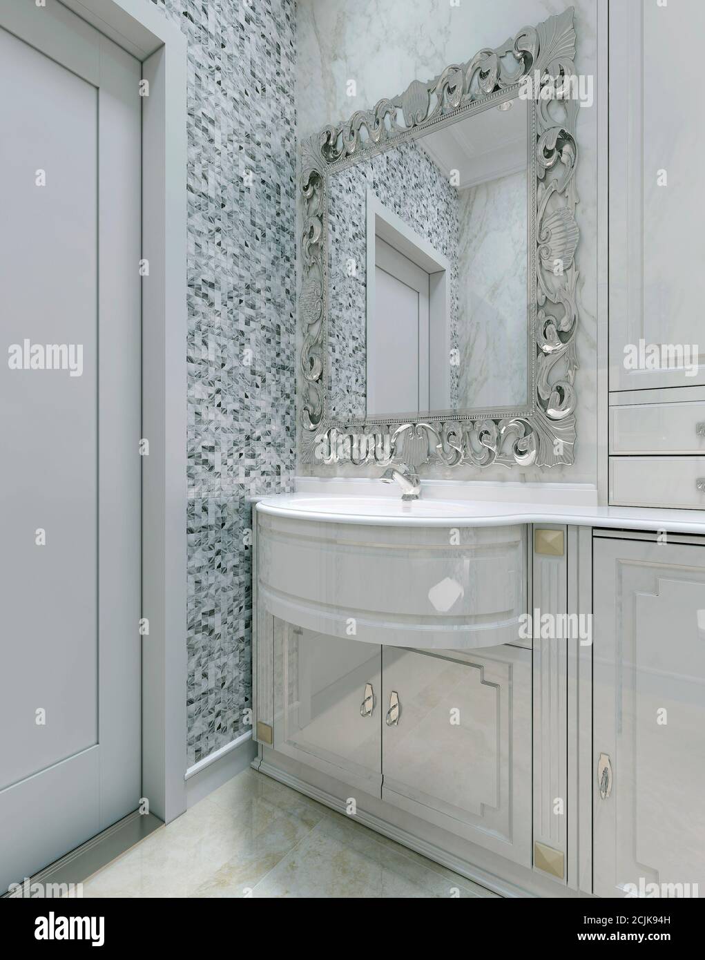 Baroque style bathroom, 3d images Stock Photo Alamy