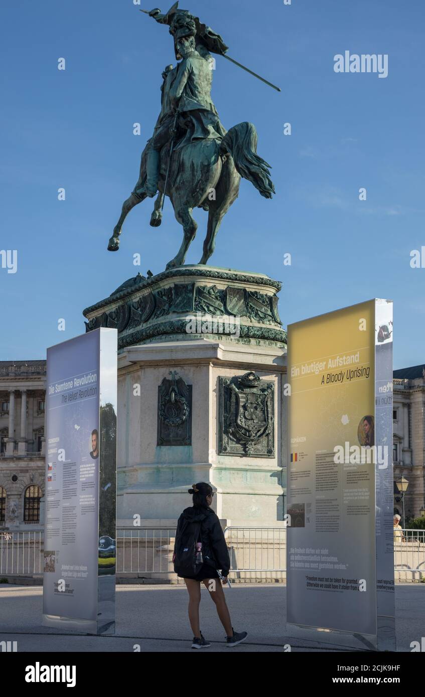 An exhibition in Heldenplatz 'The End of a Divided Europe', Vienna, Austria Stock Photo