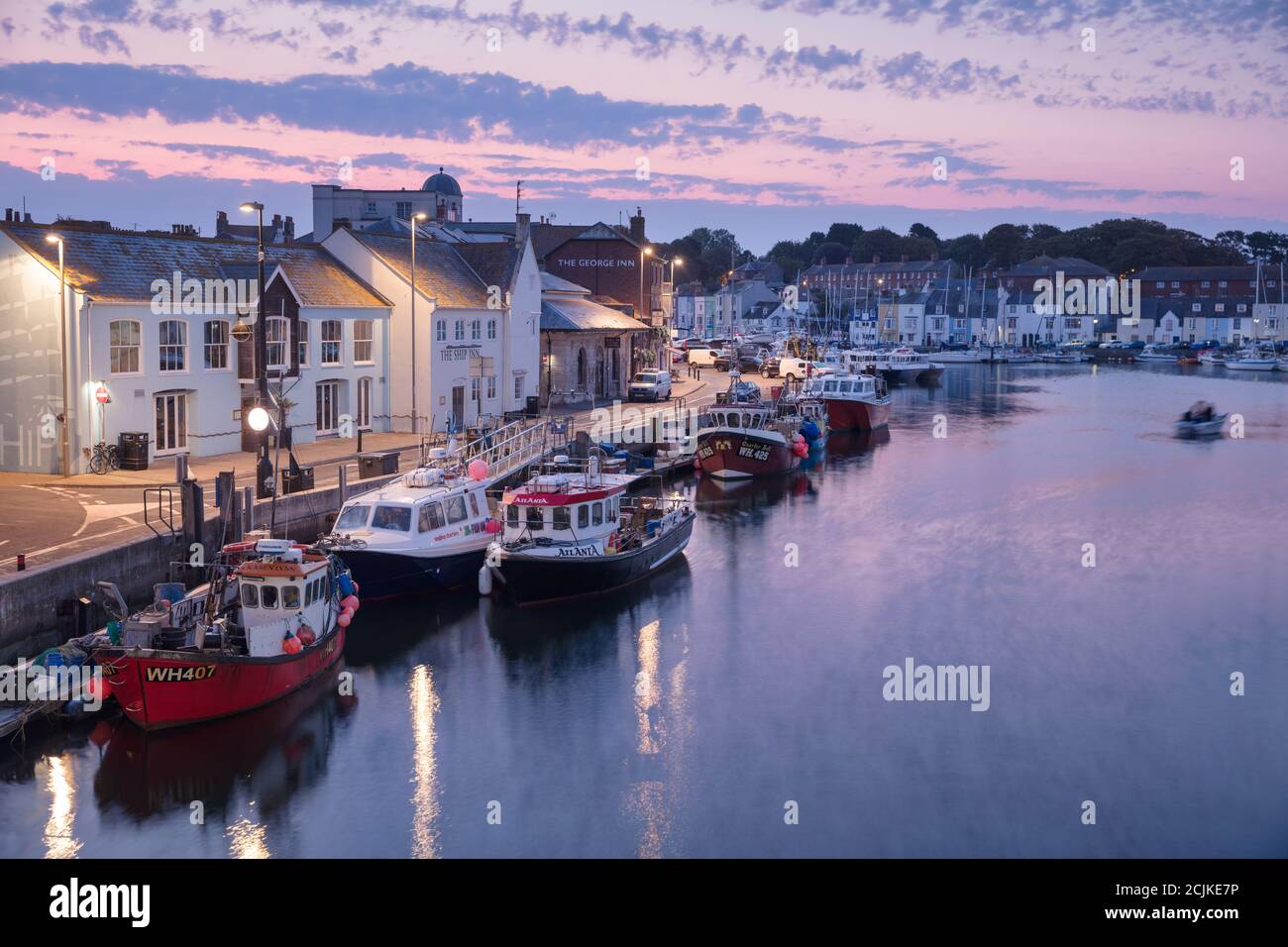 Weymouth harbour at dawn, Jurassic Coast, Dorset, England, UK Stock Photo