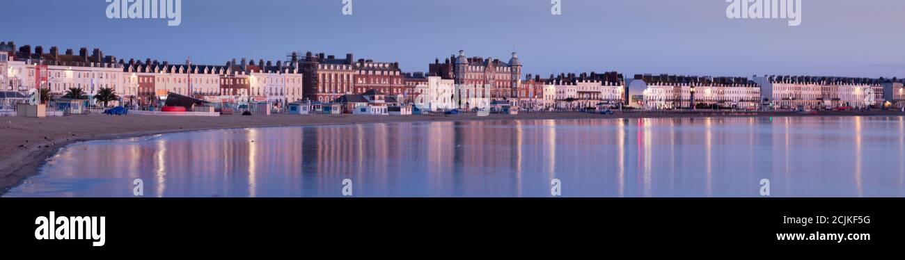 Weymouth Sea Front at dawn, Jurassic Coast, Dorset, England, UK Stock Photo