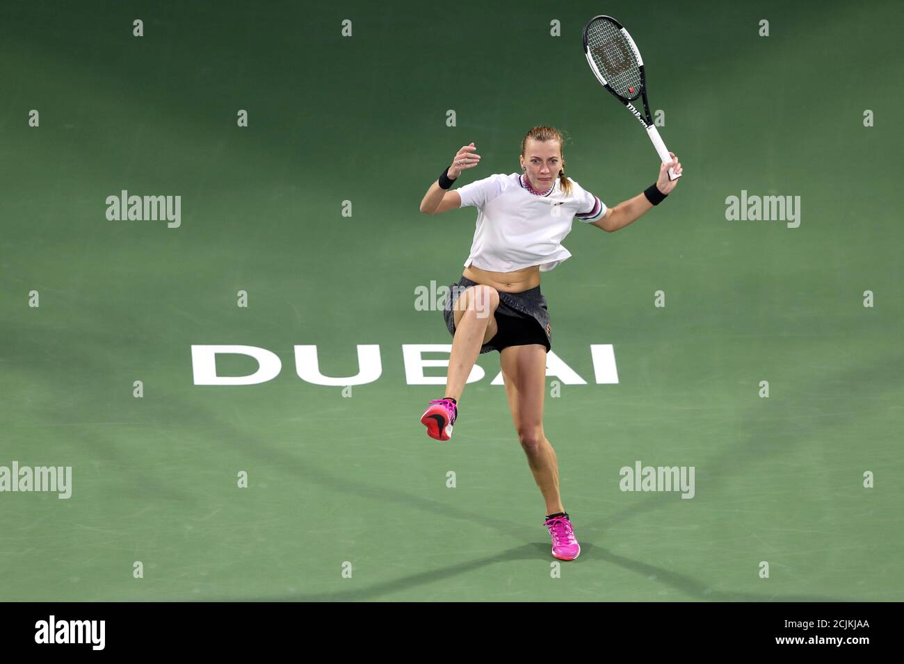 Tennis - WTA Premier 5 - Dubai Tennis Championships - Dubai Duty Free Tennis  Stadium, Dubai, United Arab Emirates - February 22, 2019 Czech Republic's  Petra Kvitova in action during her semi