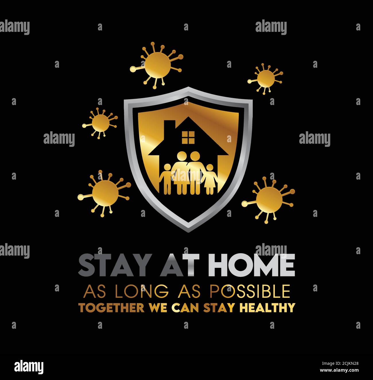A gold color choice of Stay at home as long as possible to winning from virus spread Stock Vector