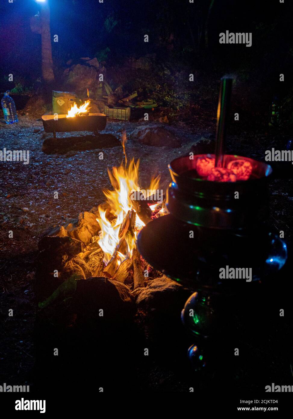 Camping and tent under the pine forest in sunset at north of Lebanon