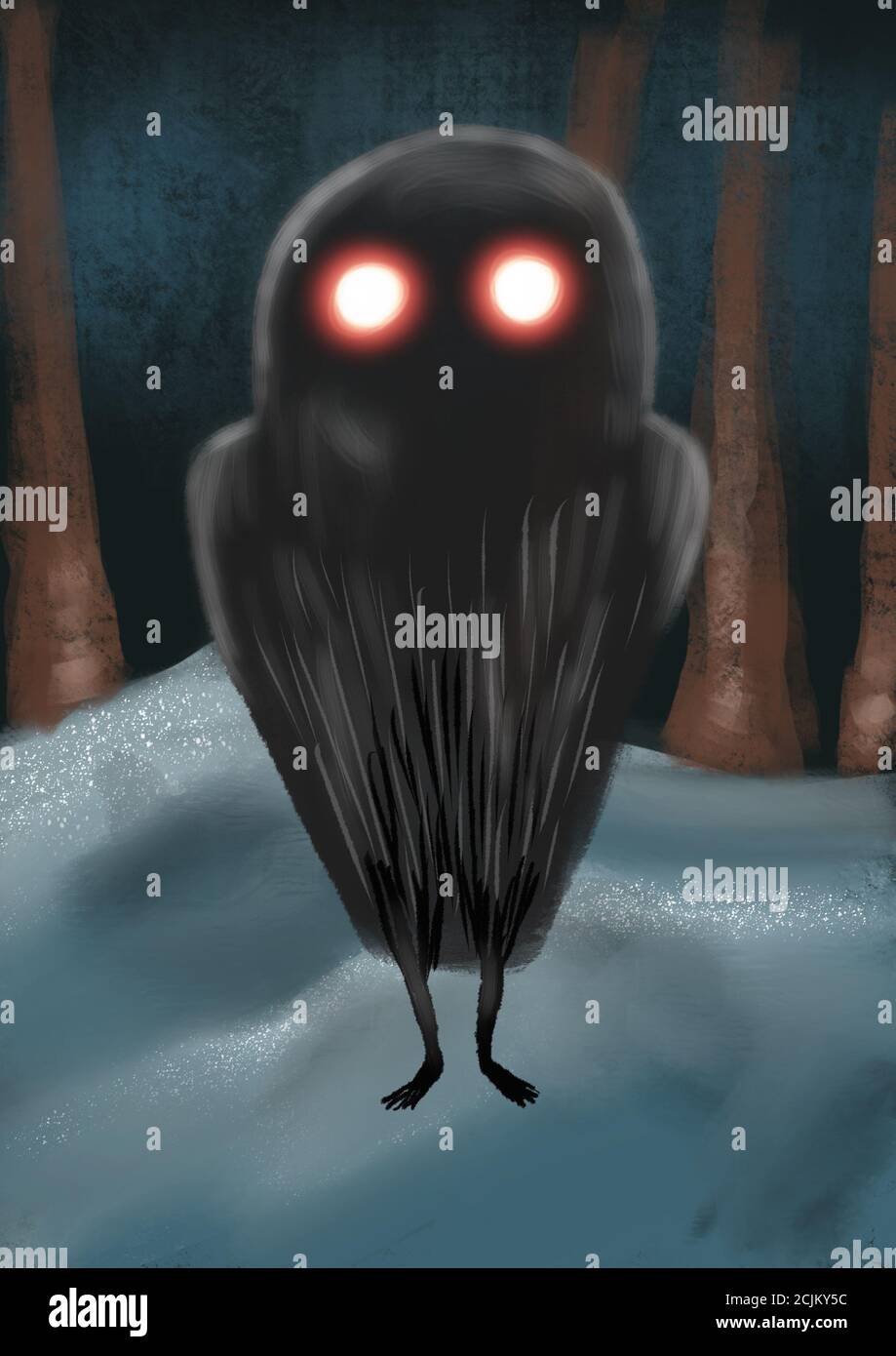 Mouseman Cryptid THE MOTHMAN Illustration of a Cryptid monster Stock Photo - Alamy