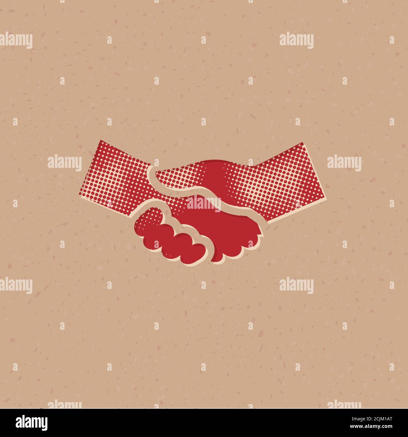 Handshake icon in halftone style. Grunge background vector illustration ...