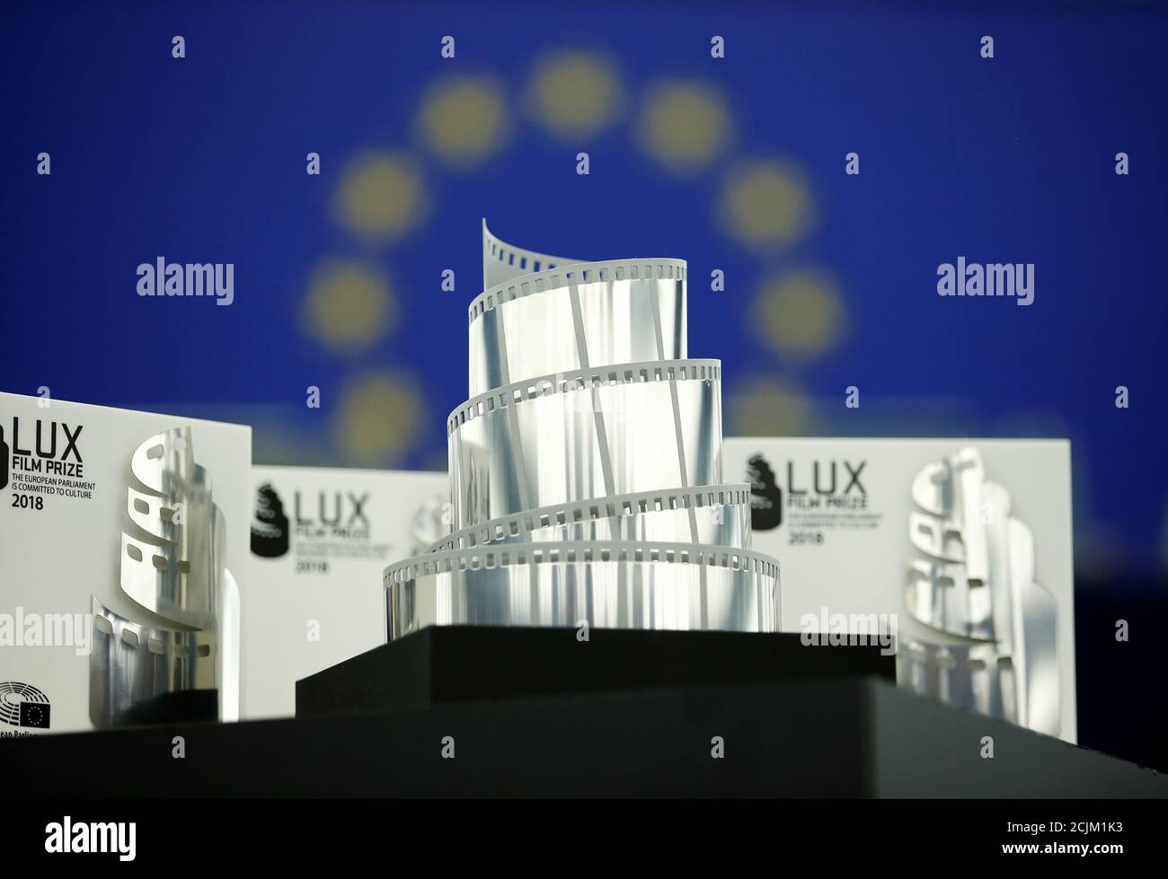 The Lux cinema prize from the European Parliament is seen during the award ceremony at the European Parliament in Strasbourg, France, November 14, 2018. REUTERS/Vincent Kessler Stock Photo