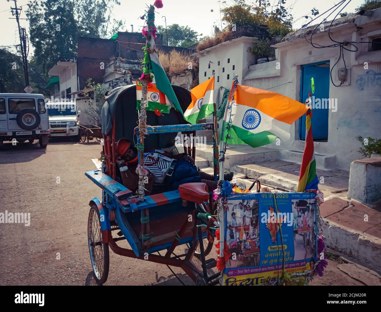 DISTRICT KATNI, INDIA - OCTOBER 06, 2019: an indian rickshaw rider ...