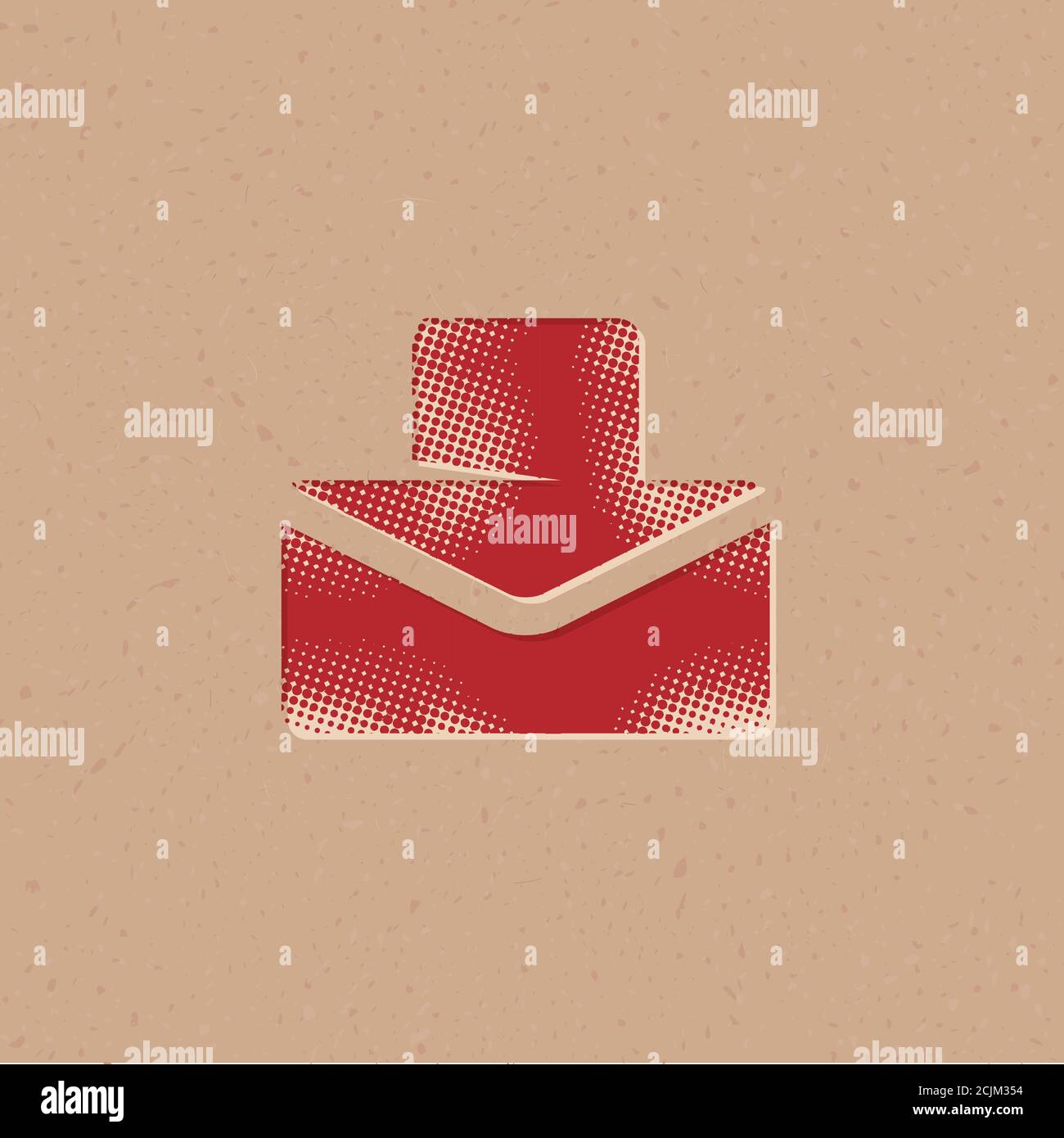 Download icon in halftone style. Grunge background vector illustration ...