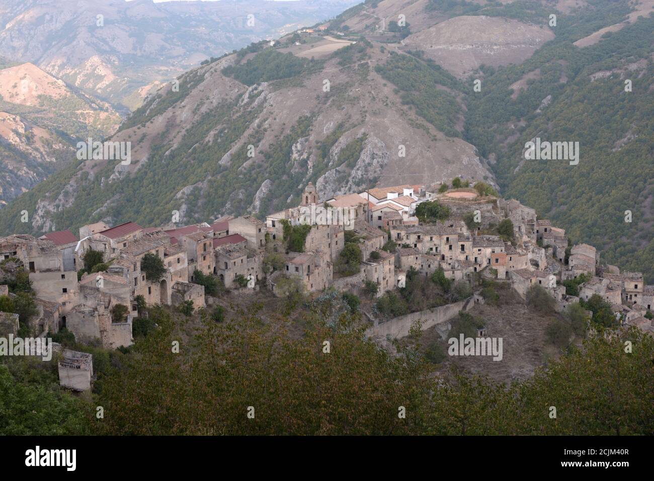 Italy : Romagnano Al Monte,Abandoned Town in Southern Italy,September 10,2020. Stock Photo