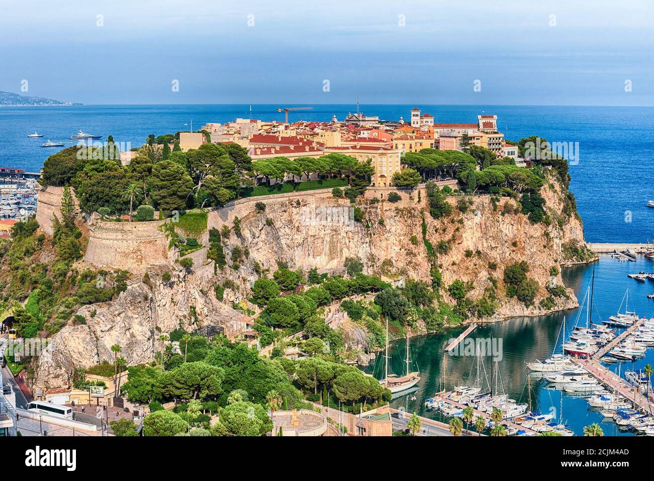 Panoramic view of Monaco City, aka Le Rocher or The Rock, Principality