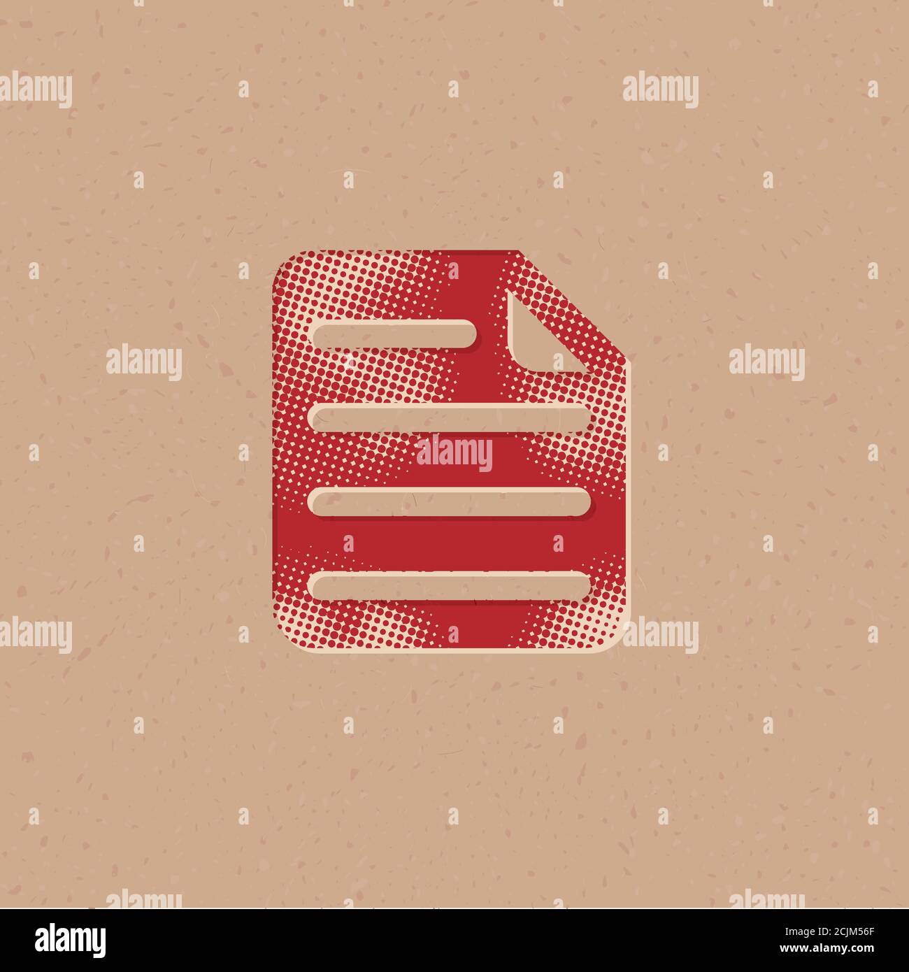 Document icon in halftone style. Grunge background vector illustration ...