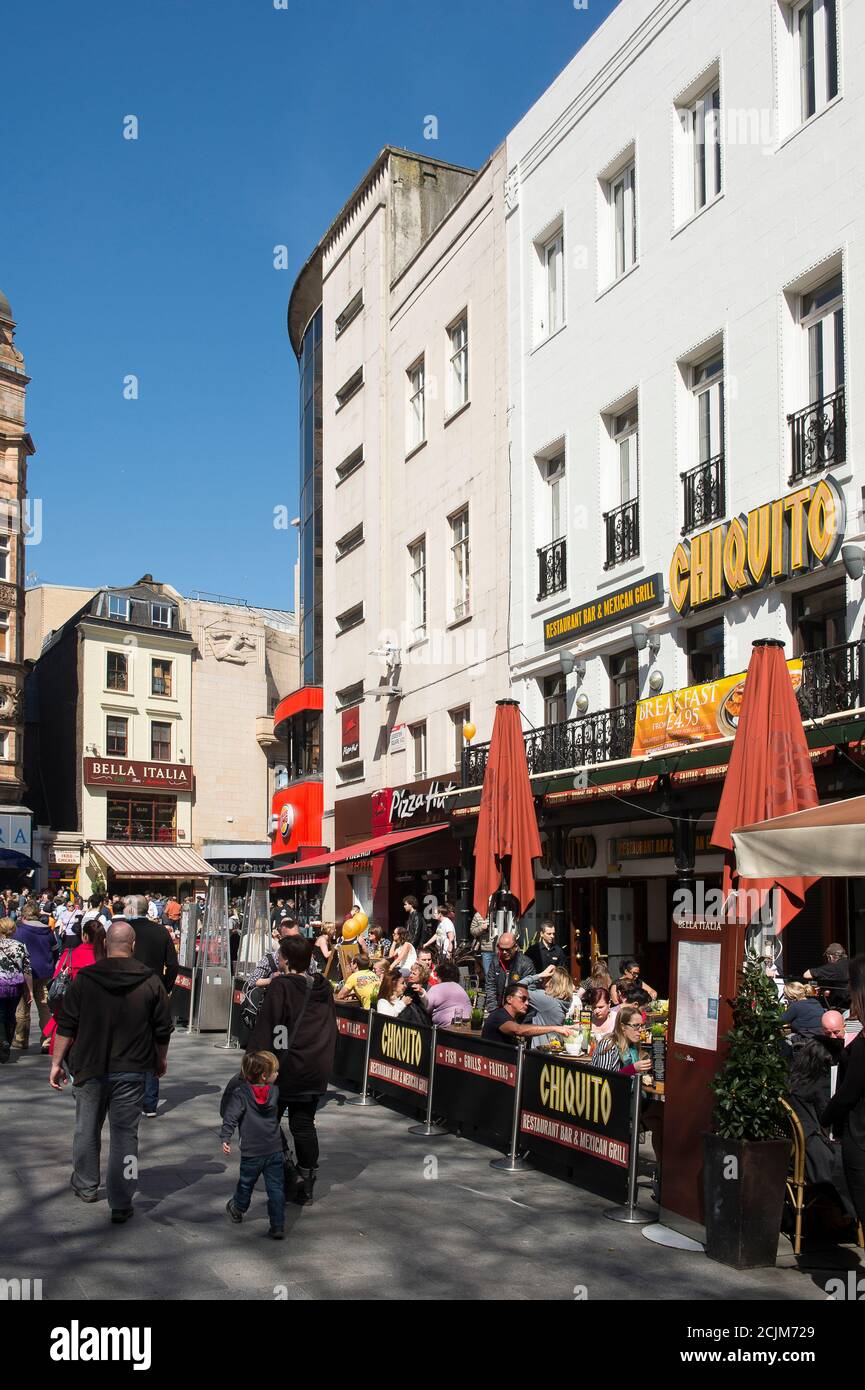 Restaurants in Leicester Square, City of Westminster, London, England. Stock Photo