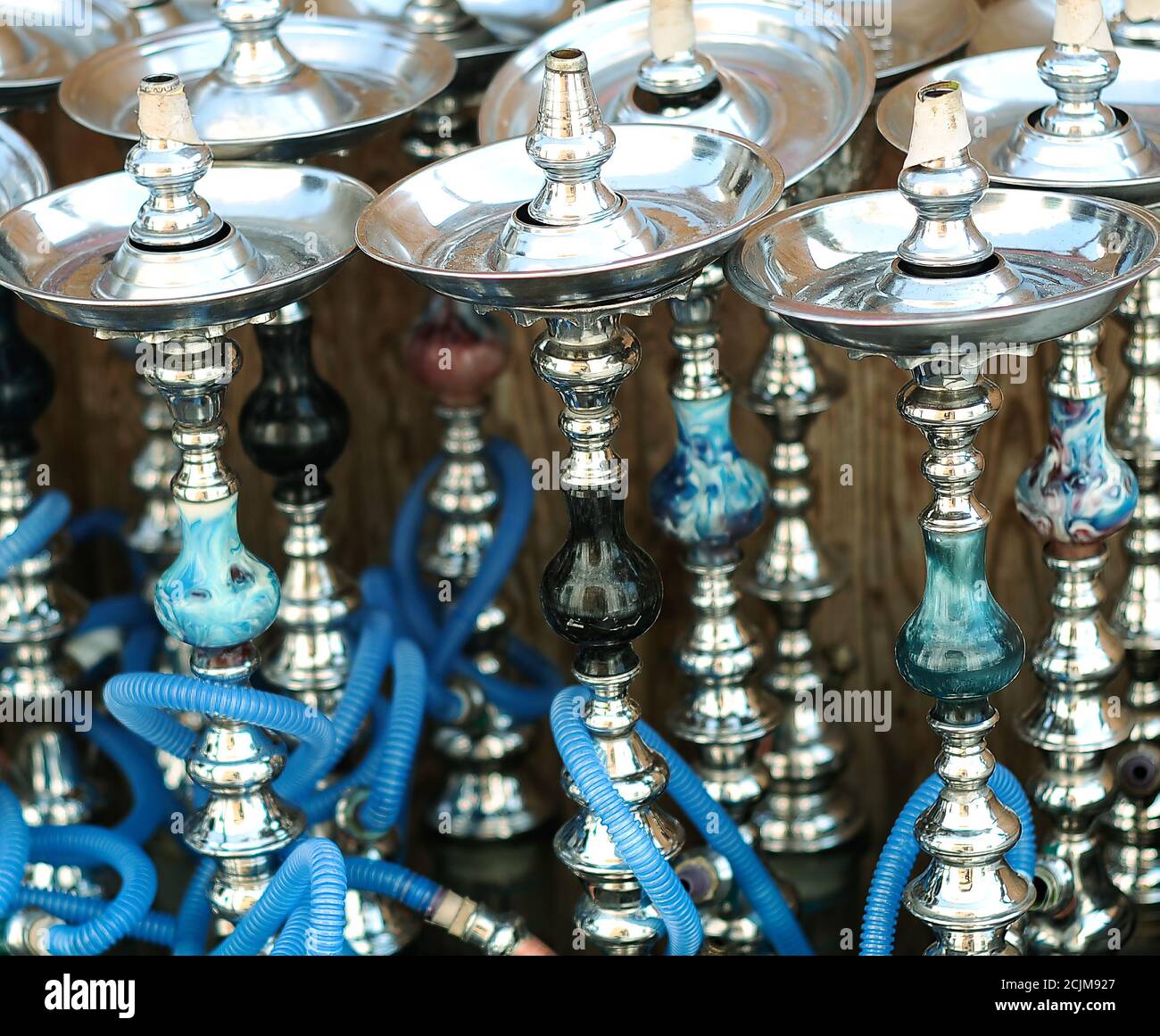 Close Up Of Traditional Arabic Shisha Hookah Pipes Stock Photo Alamy