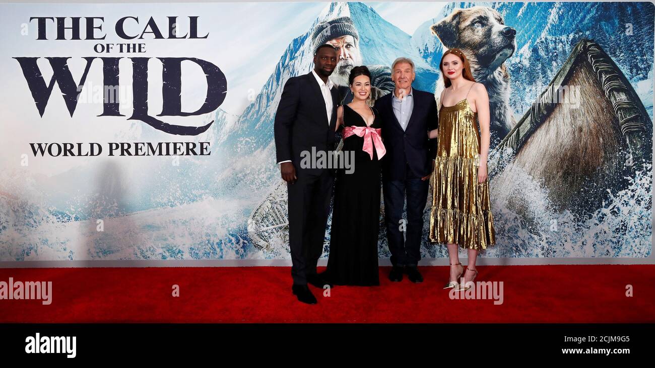 Cast Members Omar Sy Cara Gee Harrison Ford And Karen Gillan Pose At The Premiere Of Cast Members Omar Sy Cara Gee Harrison Ford And Karen Gillan Pose At The Premiere Of