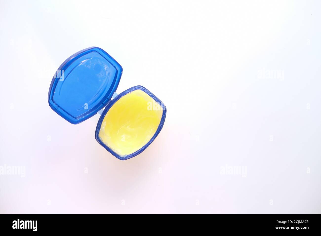 top view of petroleum jelly .in a container on white background  Stock Photo