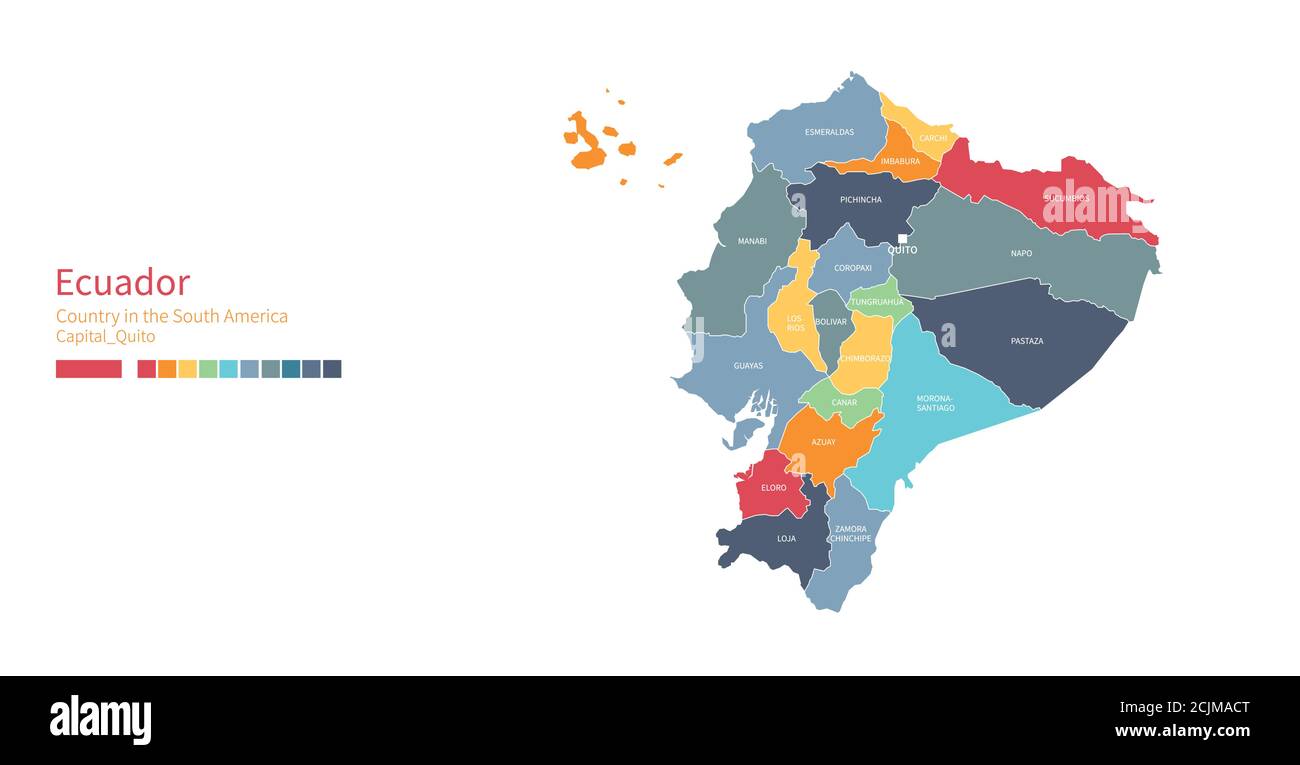 Ecuador Map Colorful Detailed Vector Map Of The South American Country Ecuador Map Colorful Detailed Vector Map Of The South American Country 2CJMACT