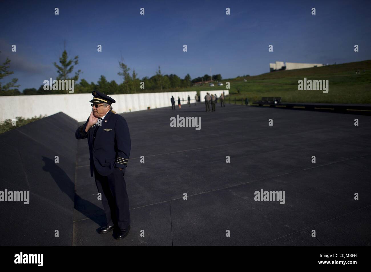 REFILE - CORRECTING NAME OF SUBJECTRetired United Airlines Captain Morrie Wiener, who retired on September 1, 2011, had been scheduled to pilot Flight 93, and worked with many of the airline staff that died, visits the Flight 93 National Memorial, which officially opened yesterday in Shanksville, Pennsylvania September 11, 2015. Relatives gathered to commemorate nearly 3,000 people killed in the September 11 attacks in New York, Pennsylvania and outside Washington 14 years ago, when airliners hijacked by al Qaeda militants brought death, mayhem and destruction. REUTERS/Mark Makela Stock Photo