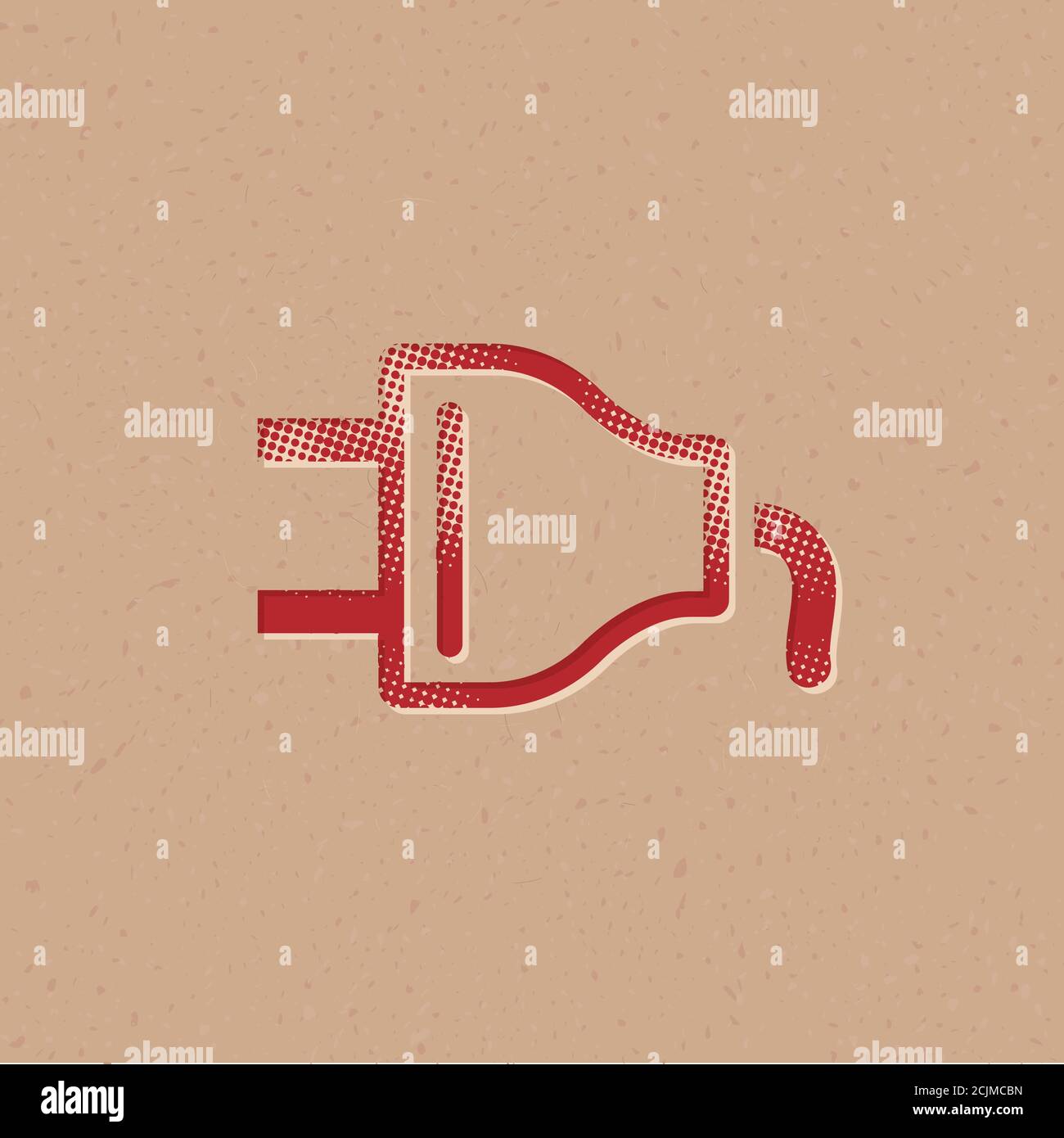 Electric plug icon in halftone style. Grunge background vector ...